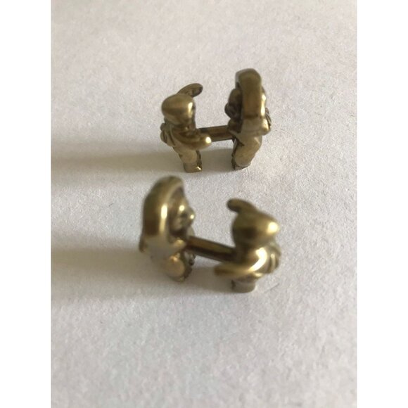 Vtg 1970's Male Female Screw Together Molten Brass Cufflinks Brutalist Modernist - Picture 2 of 10